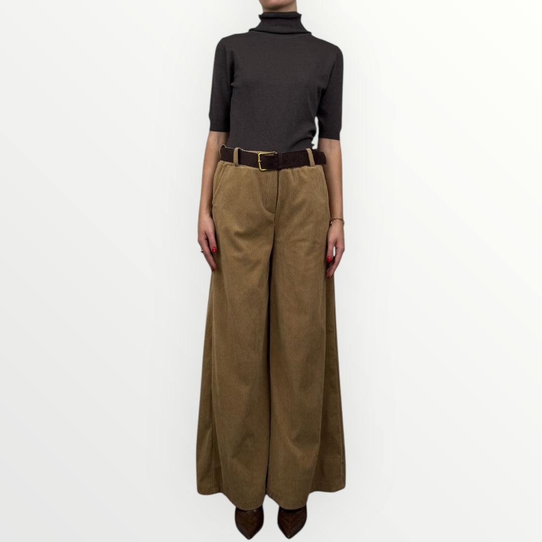 HAVEONE - PANTALONE A PALAZZO IN VELLUTO