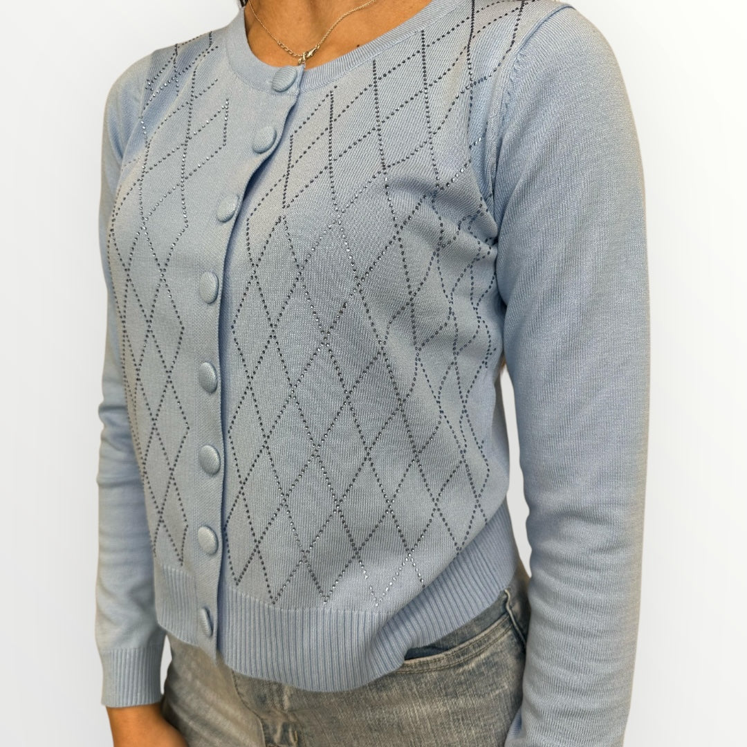 NOSECRETS - CARDIGAN CON TRAMA A ROMBI E STRASS