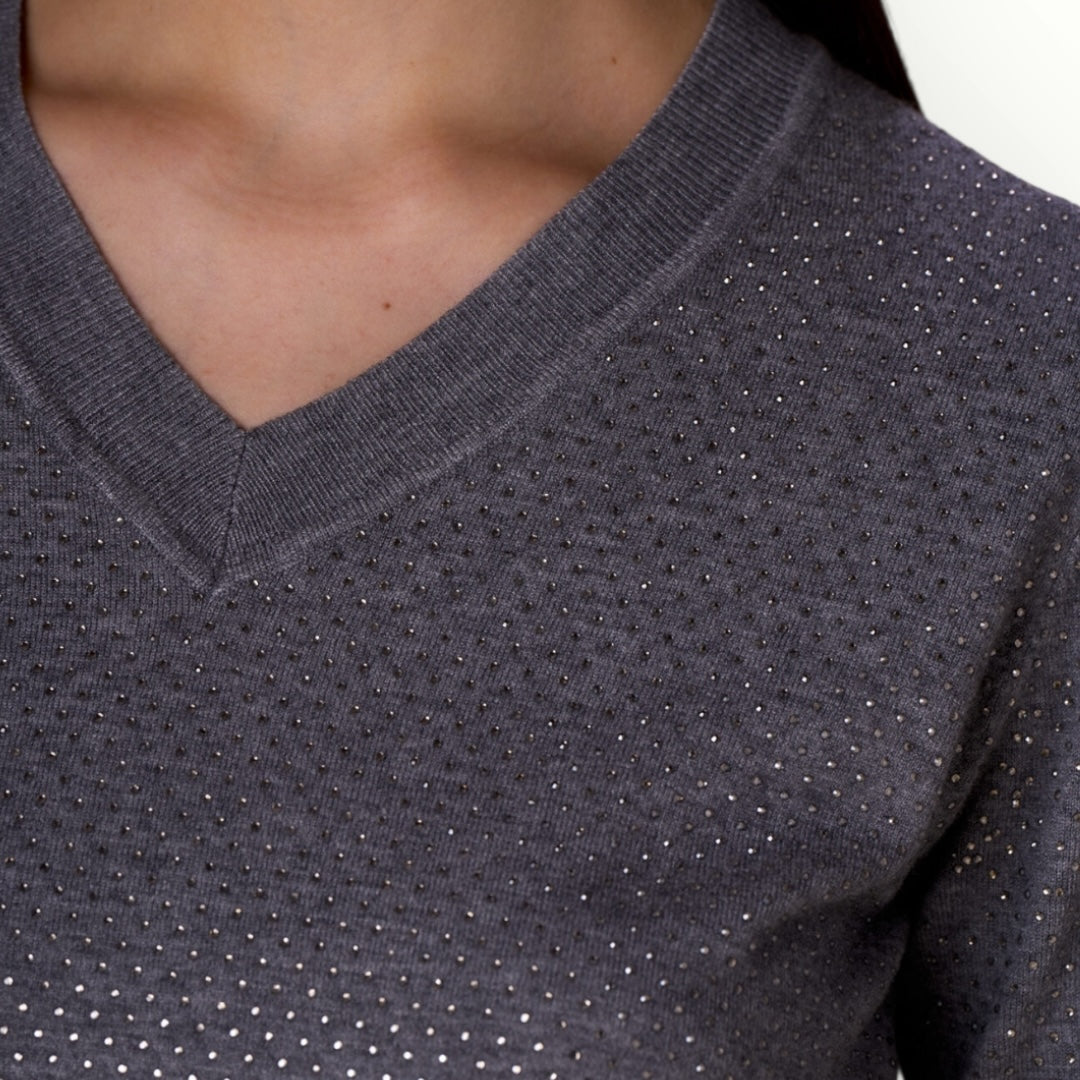 NO SECRETS - MAGLIA SCOLLO V CON DIAMANTI