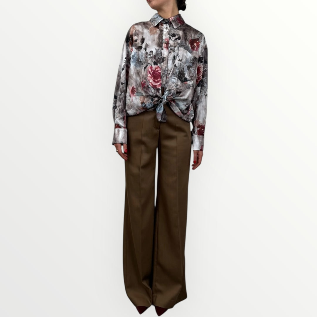 KING KONG - PANTALONE A PALAZZO CON PIEGA STIRATA