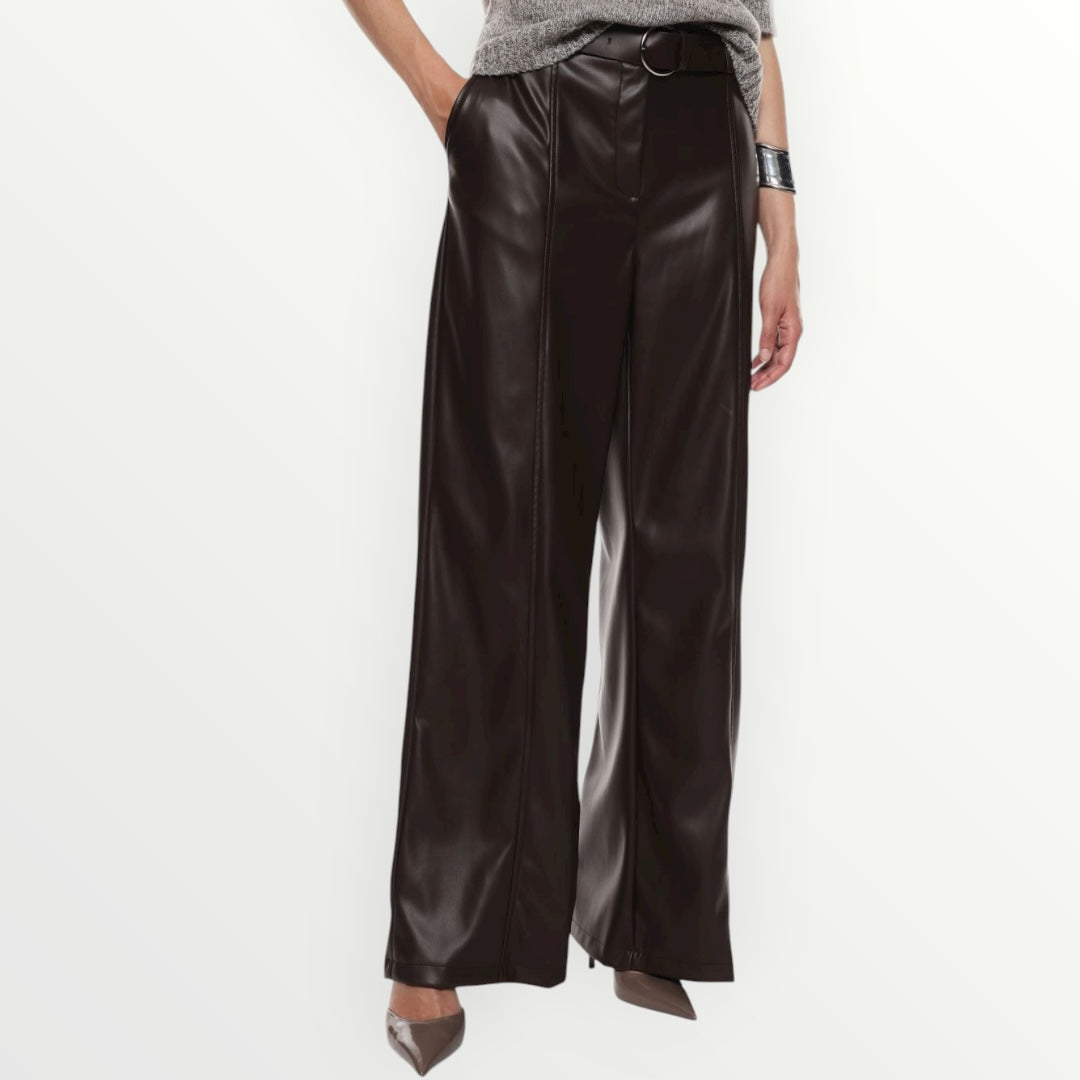 IMPERIAL - PANTALONE IN SIMIL PELLE A GAMBA AMPIA