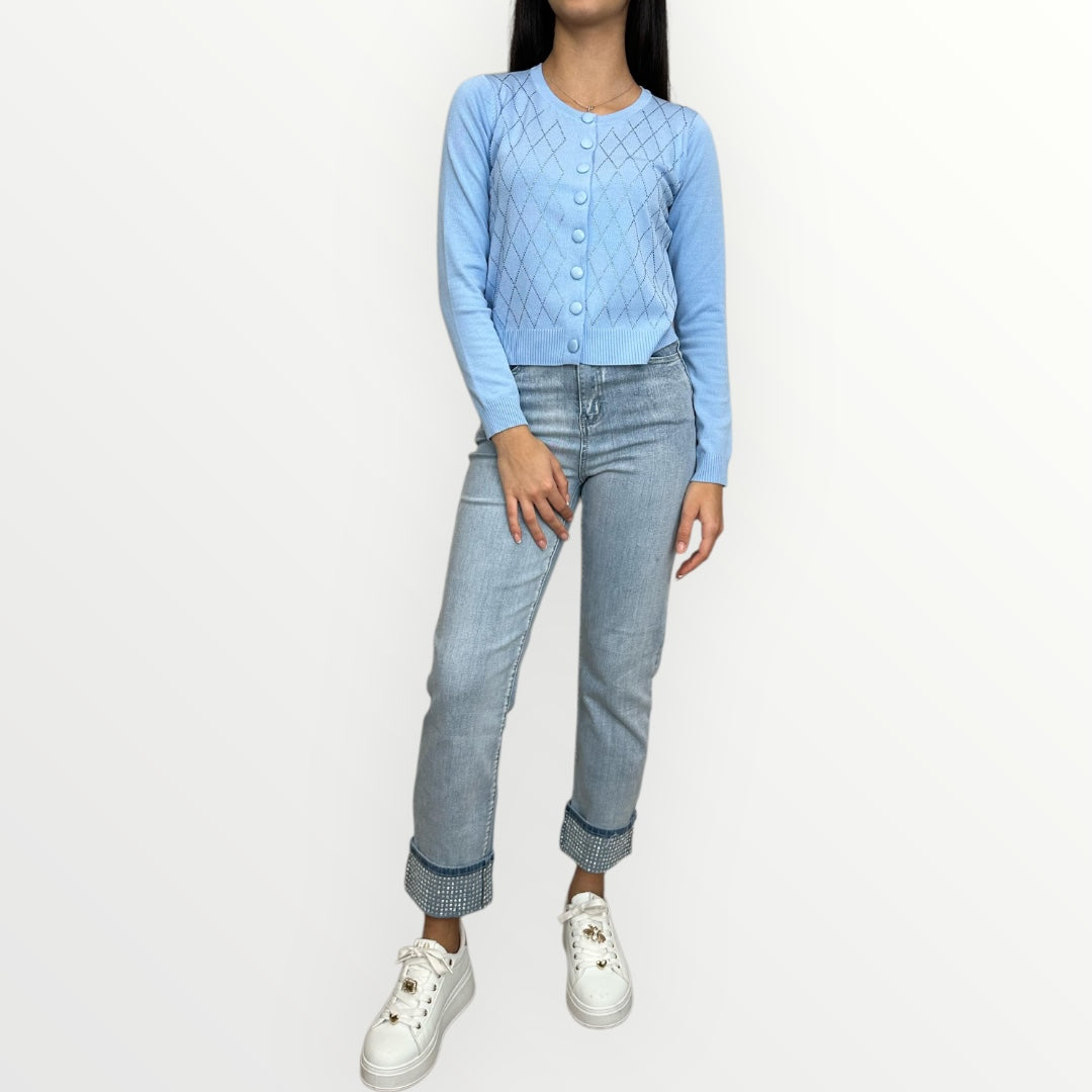 NOSECRETS - CARDIGAN CON TRAMA A ROMBI E STRASS