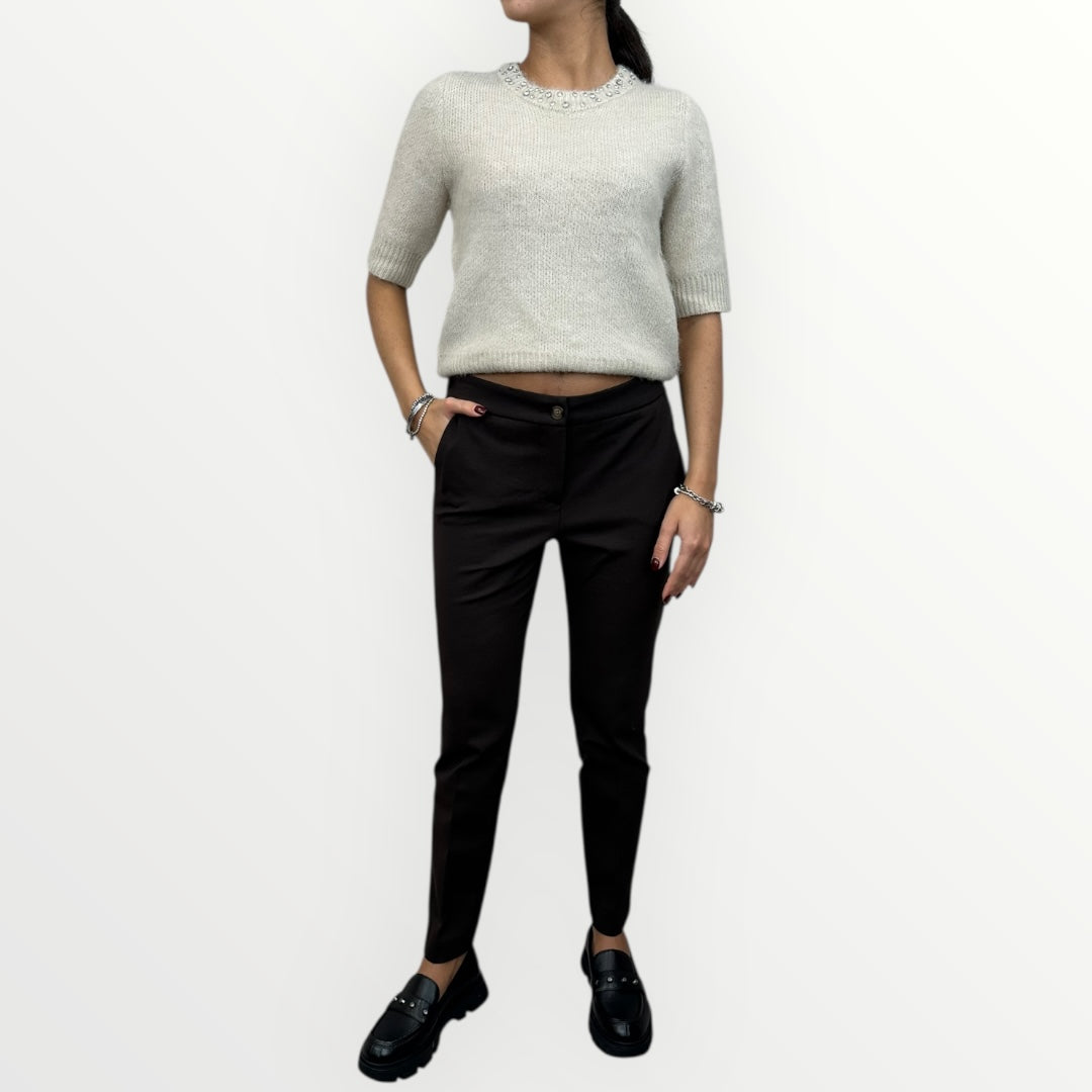 ANGELA DAVIS - PANTALONE STRETCH CON VITA ELASTICA