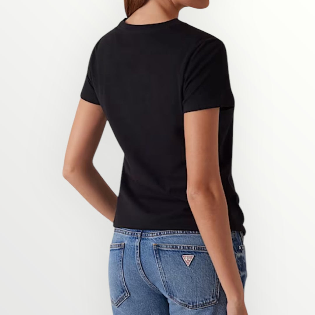 GUESS - T-SHIRT CON LOGO IN PIZZO