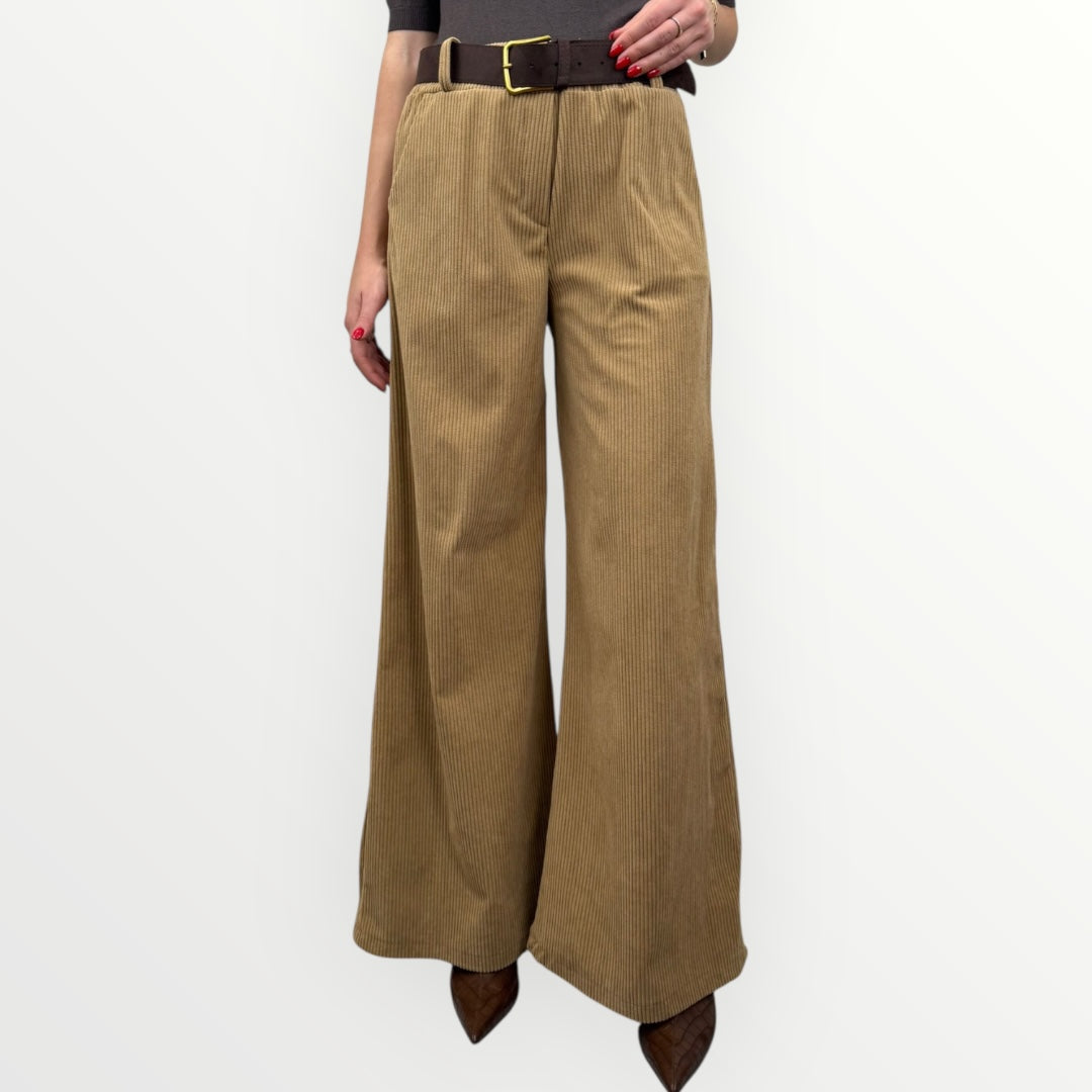 HAVEONE - PANTALONE A PALAZZO IN VELLUTO