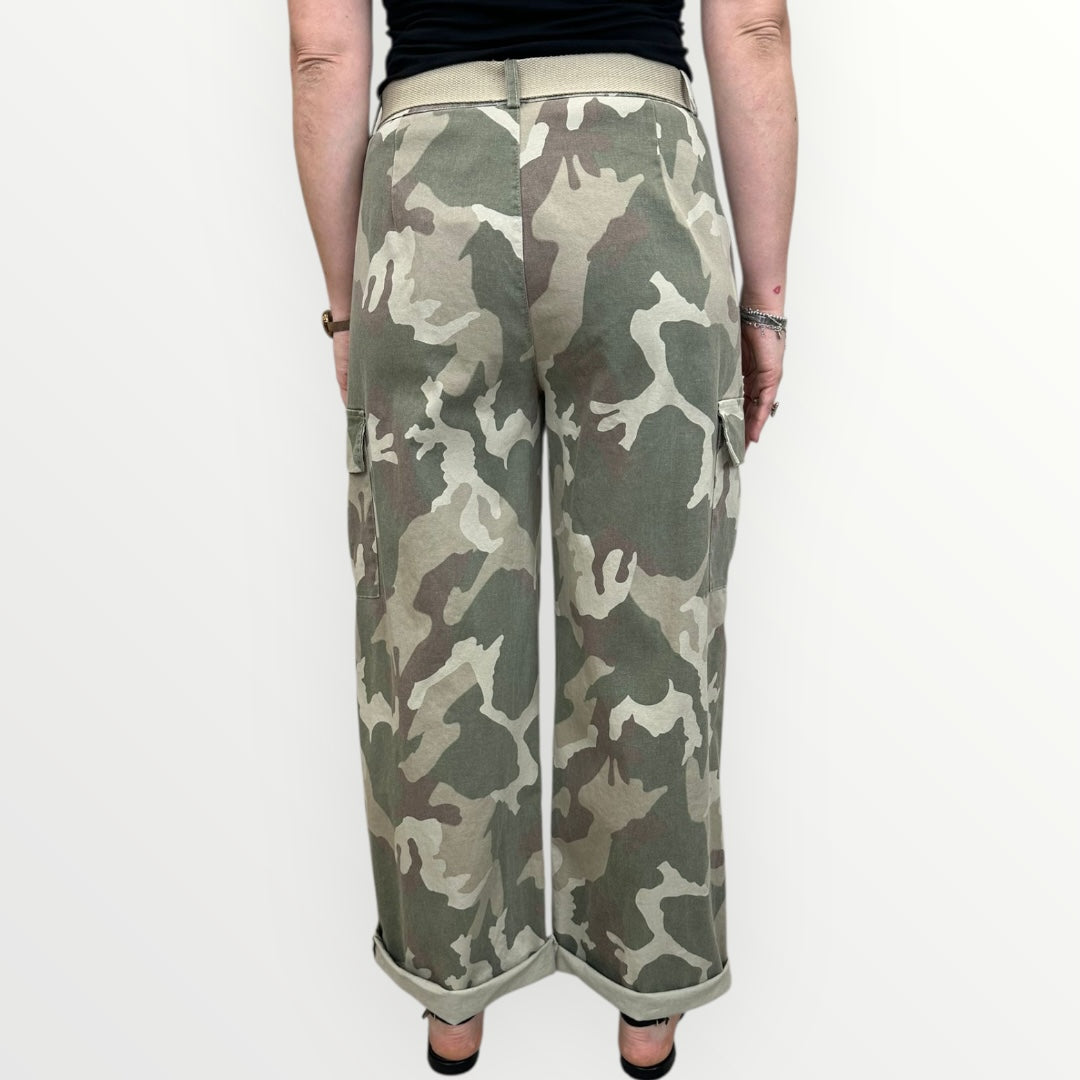 HAVEONE - PANTALONE CARGO CON CINTURA
