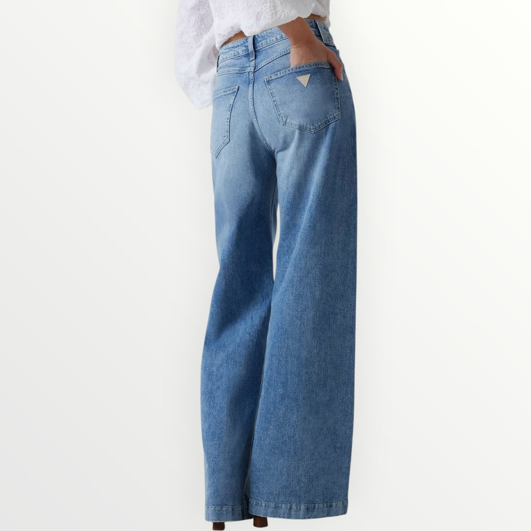 GUESS - JEANS WIDE LEG CON LAVAGGIO CHIARO