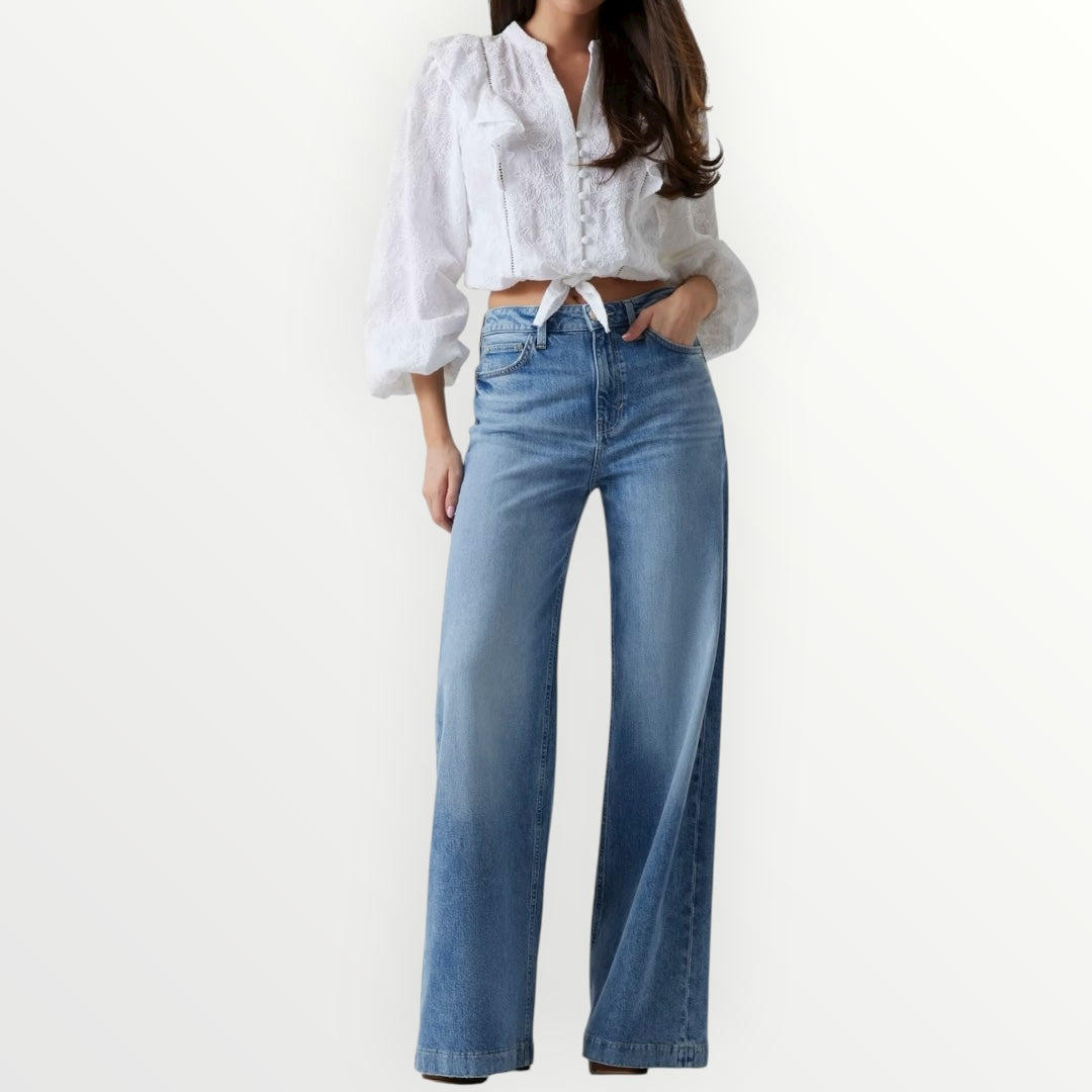 GUESS - JEANS WIDE LEG CON LAVAGGIO CHIARO