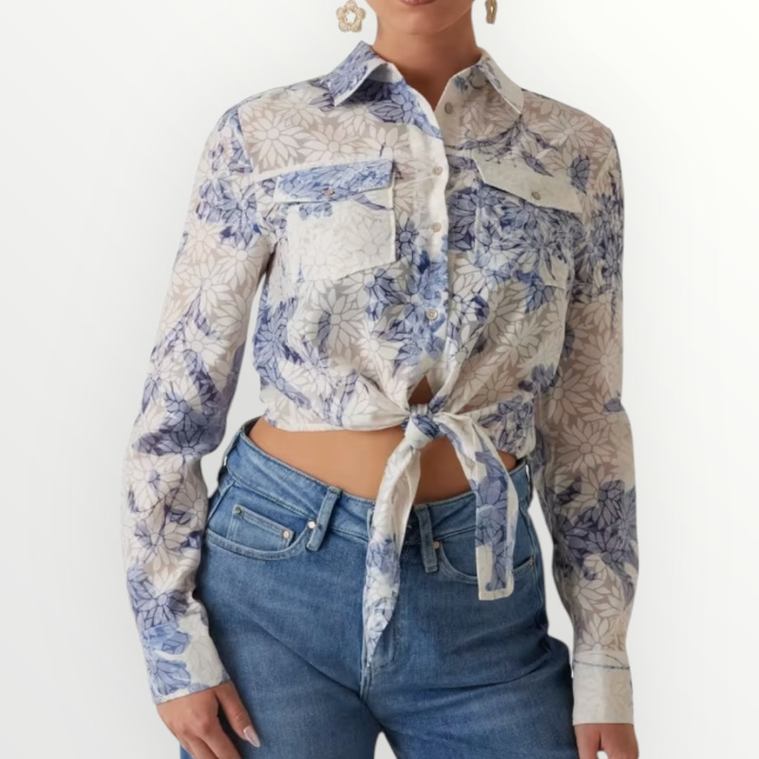 GUESS - CAMICIA CROPPED CON FIOCCO