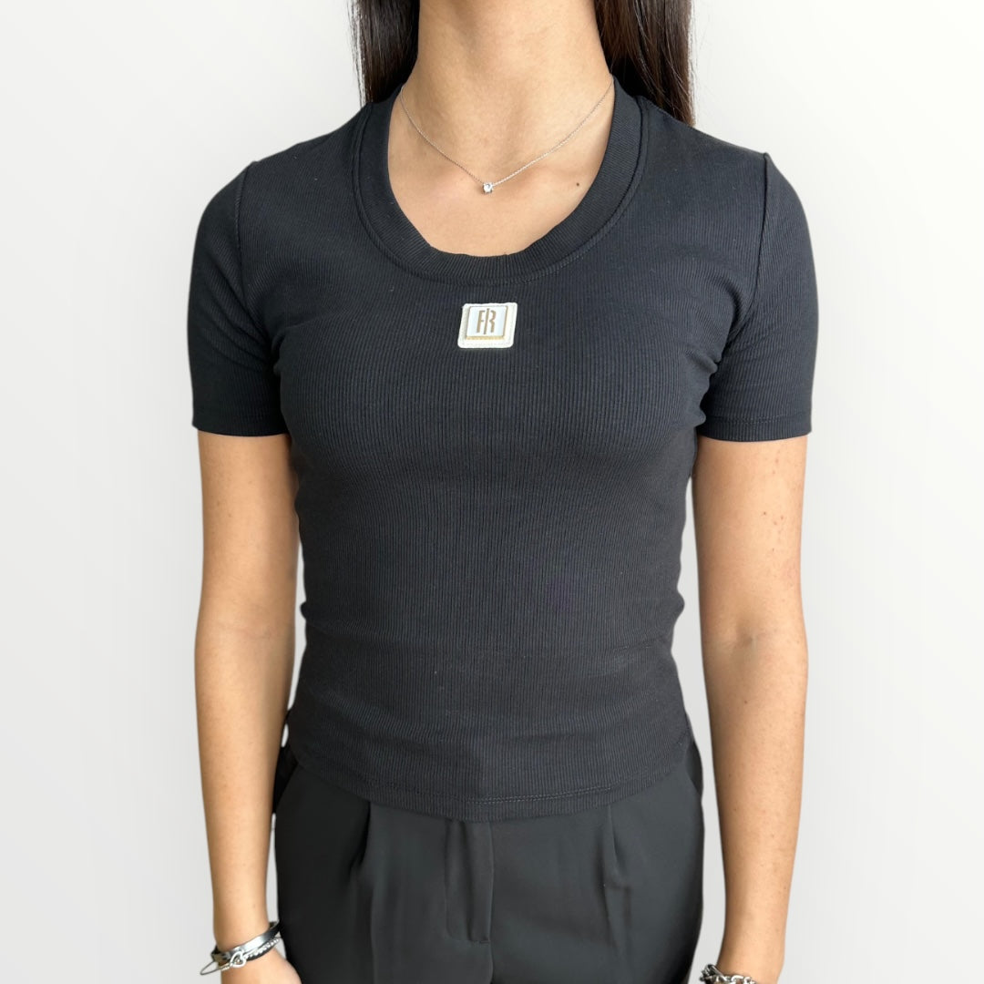 FRACOMINA - T-SHIRT CON PLACCA CON LOGO