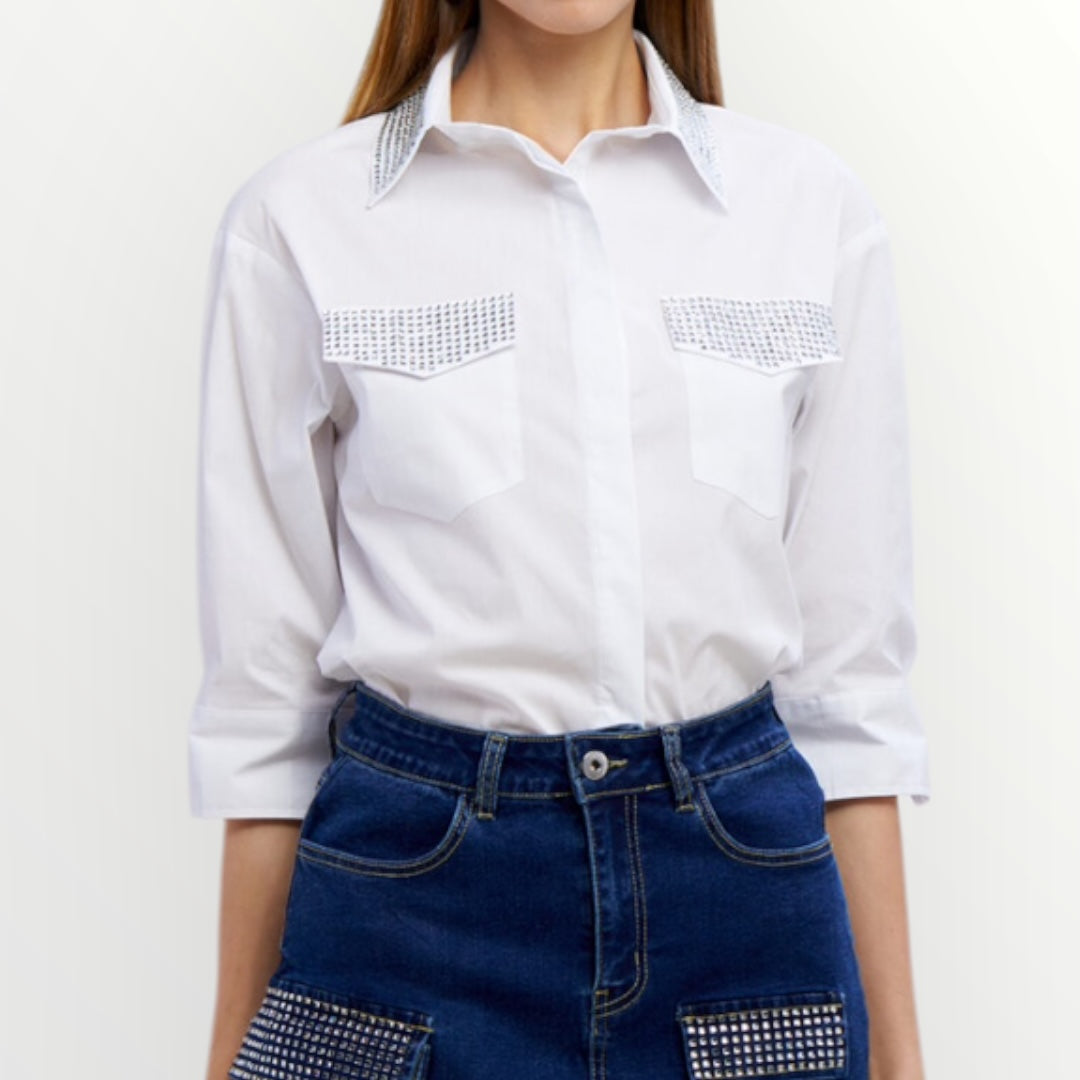 NOSECRETS - CAMICIA CON STRASS