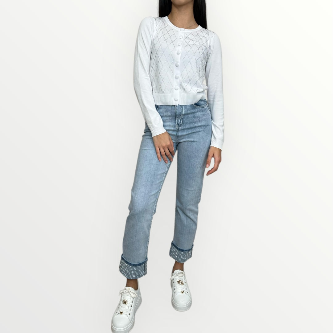 NOSECRETS - CARDIGAN CON TRAMA A ROMBI E STRASS