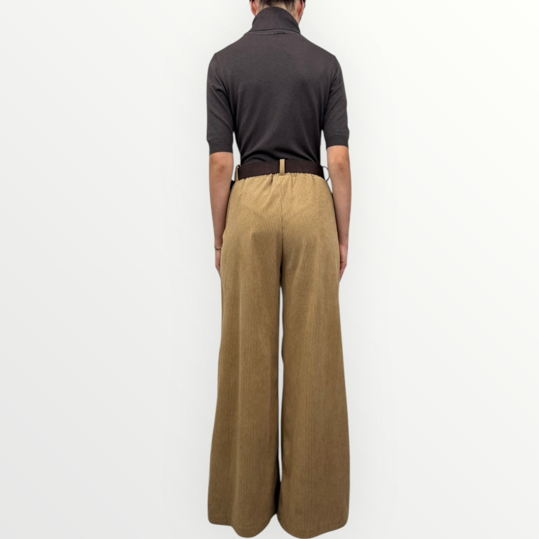 HAVEONE - PANTALONE A PALAZZO IN VELLUTO