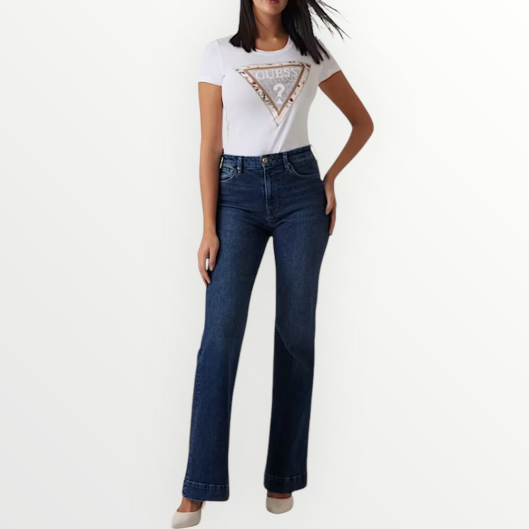 GUESS - T-SHIRT COLO LOGO ANIMALIER