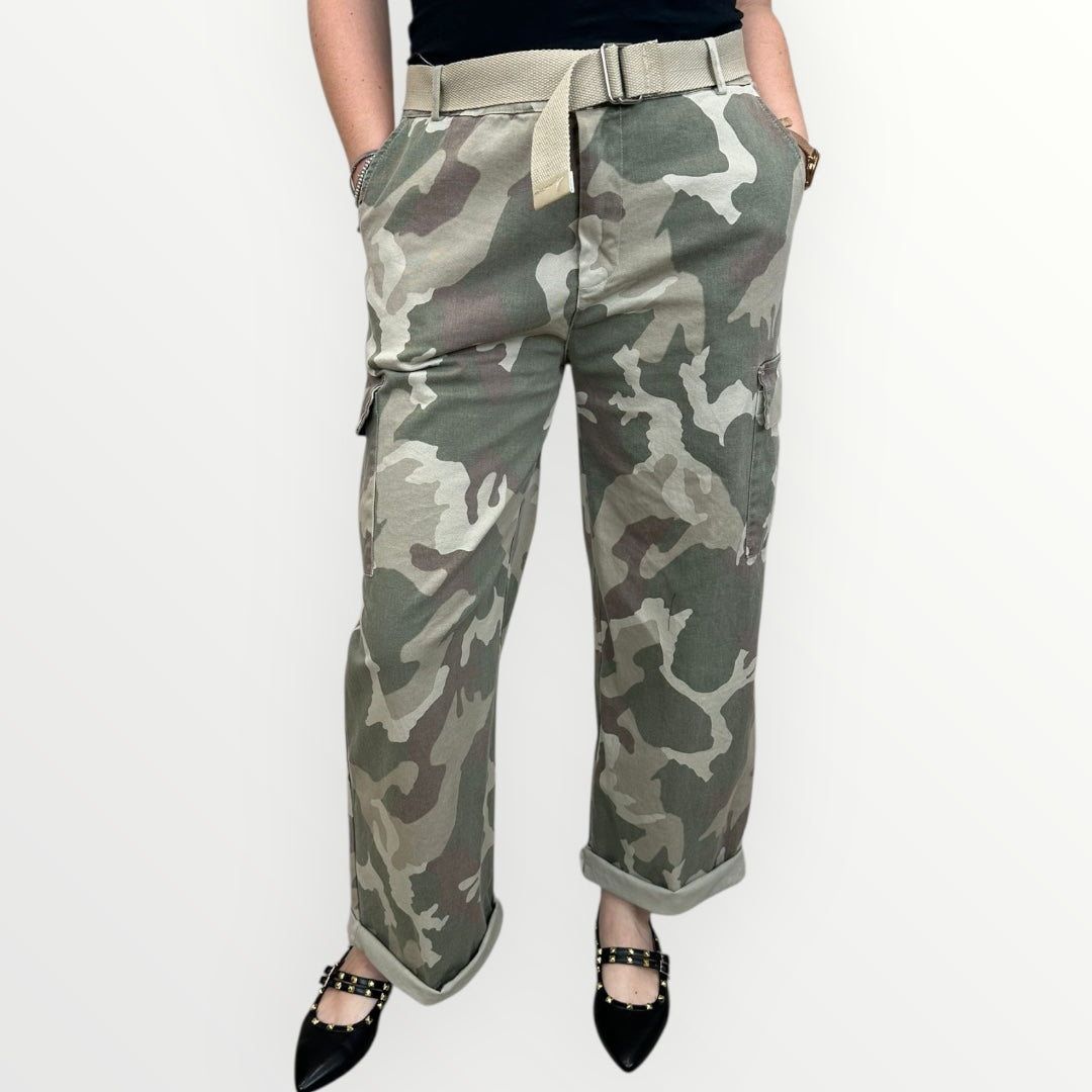 HAVEONE - PANTALONE CARGO CON CINTURA