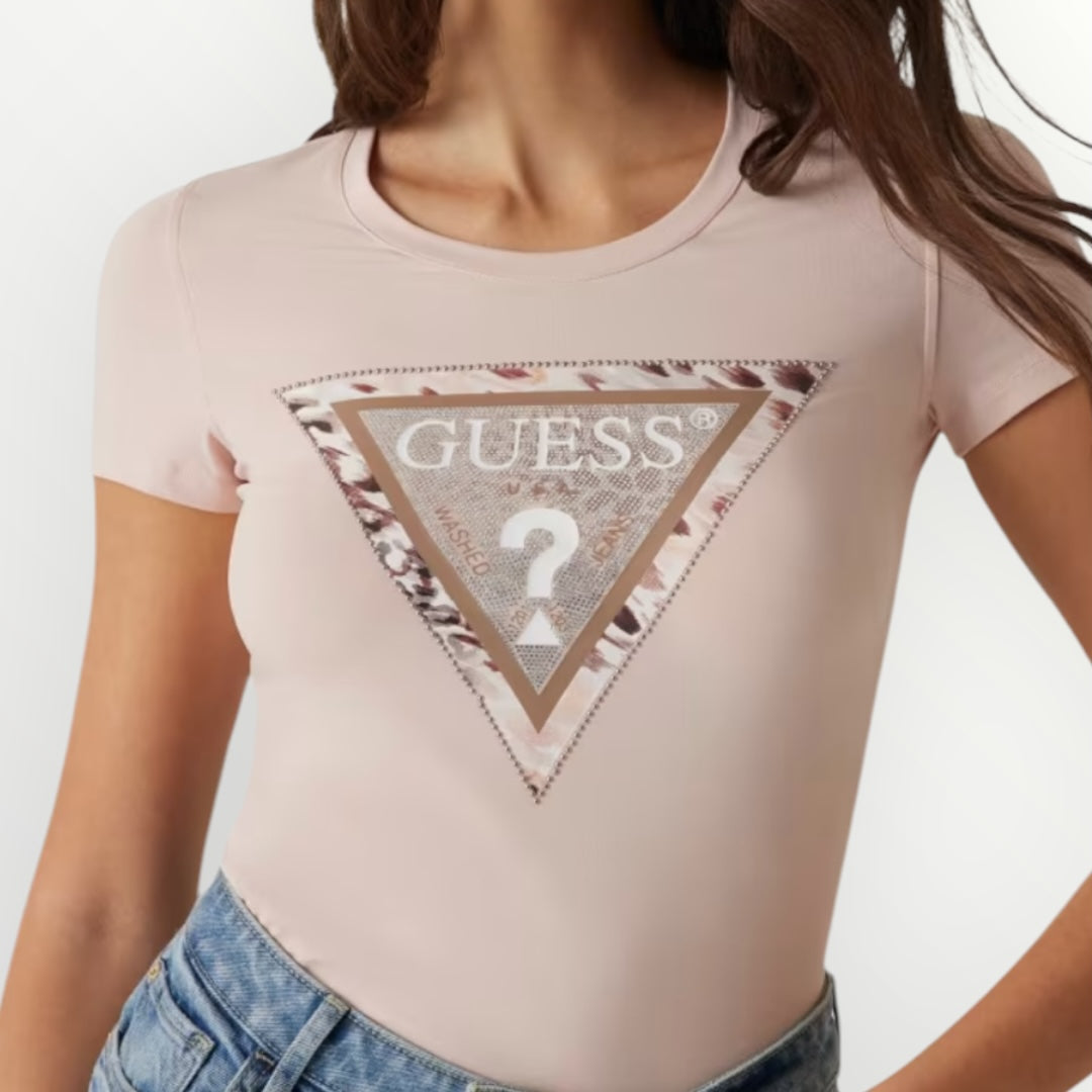 GUESS - T-SHIRT COLO LOGO ANIMALIER