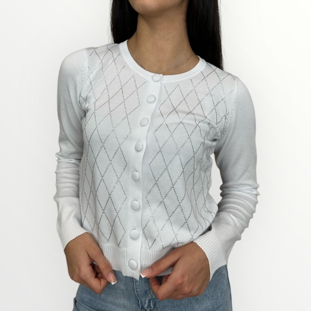 NOSECRETS - CARDIGAN CON TRAMA A ROMBI E STRASS