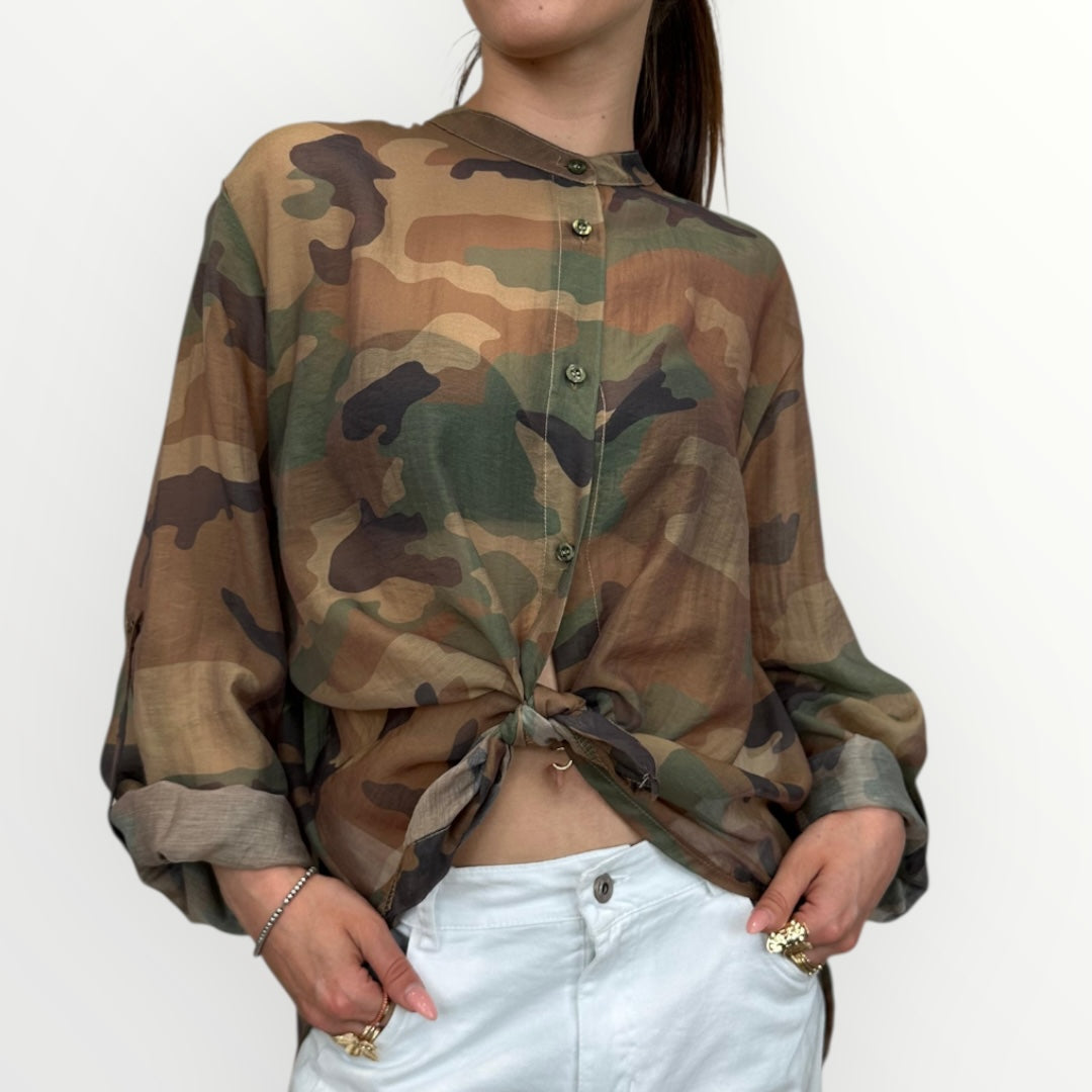 HAVEONE - CAMICIA MORBIDA A FANTASIA MILITARE