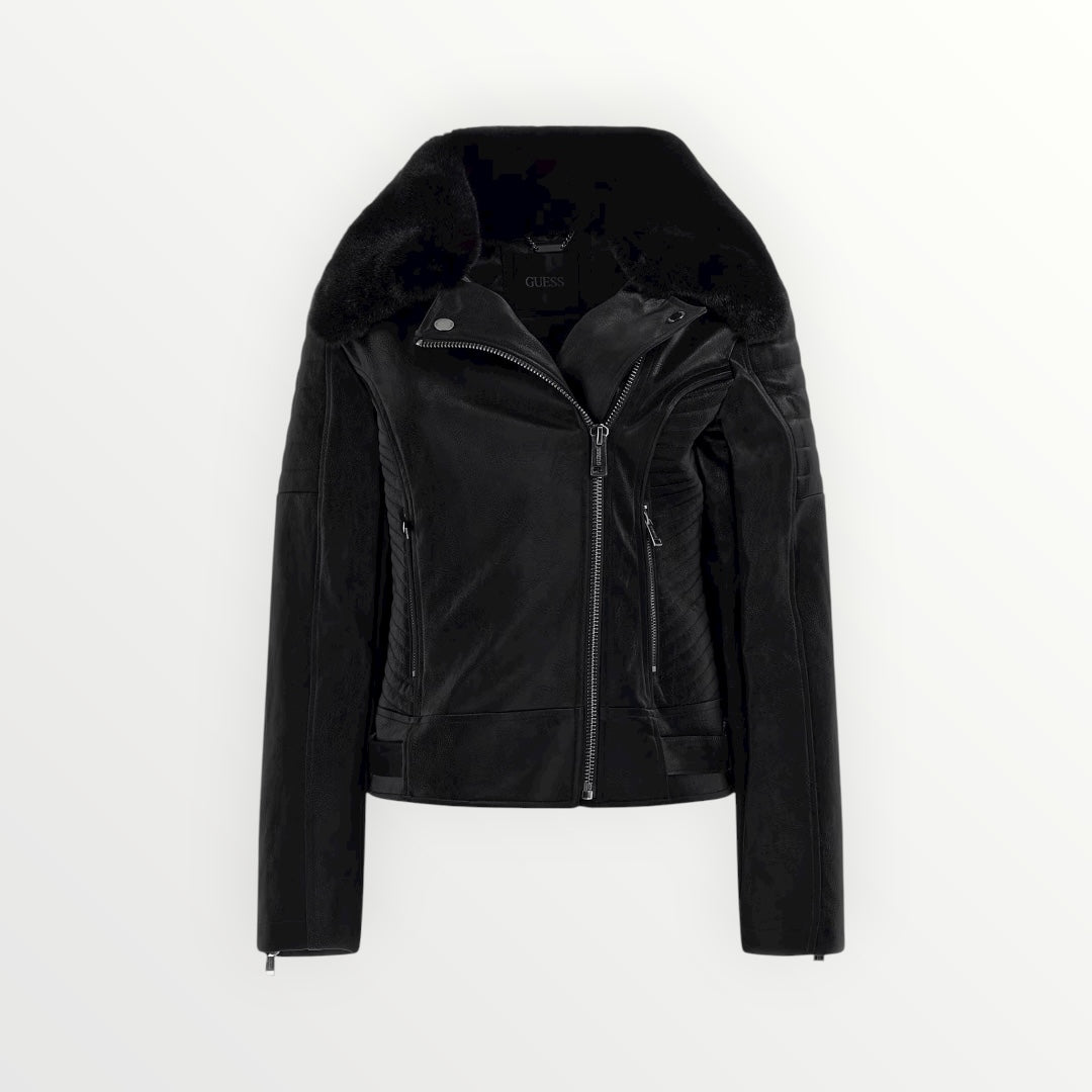 GUESS - GIUBBINO IN SIMIL PELLE E PELLICCIA