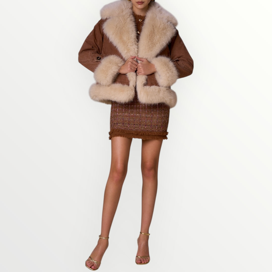 NO SECRETS - GIUBBINO DENIM E SIMIL PELLICCIA