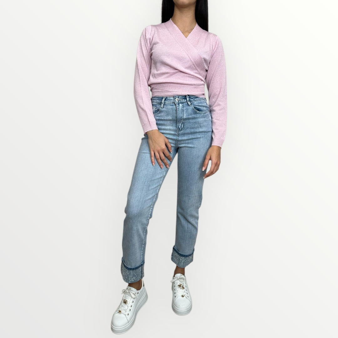 NOSECRETS - CARDIGAN INCROCIATO IN LUREX