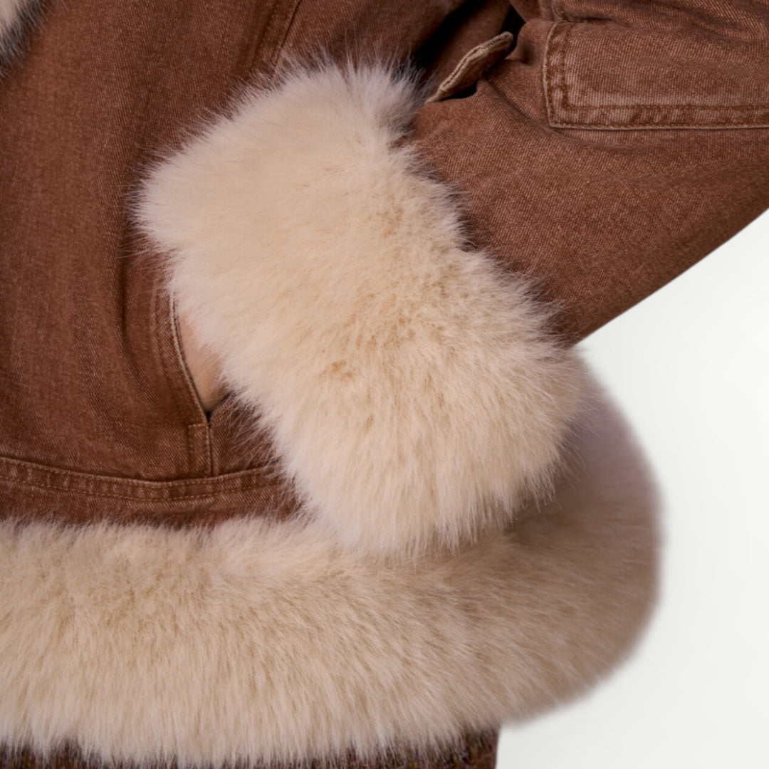 NO SECRETS - GIUBBINO DENIM E SIMIL PELLICCIA