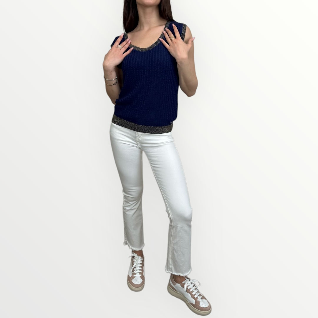 WHITE WISE - GILET CON SCOLLO A U