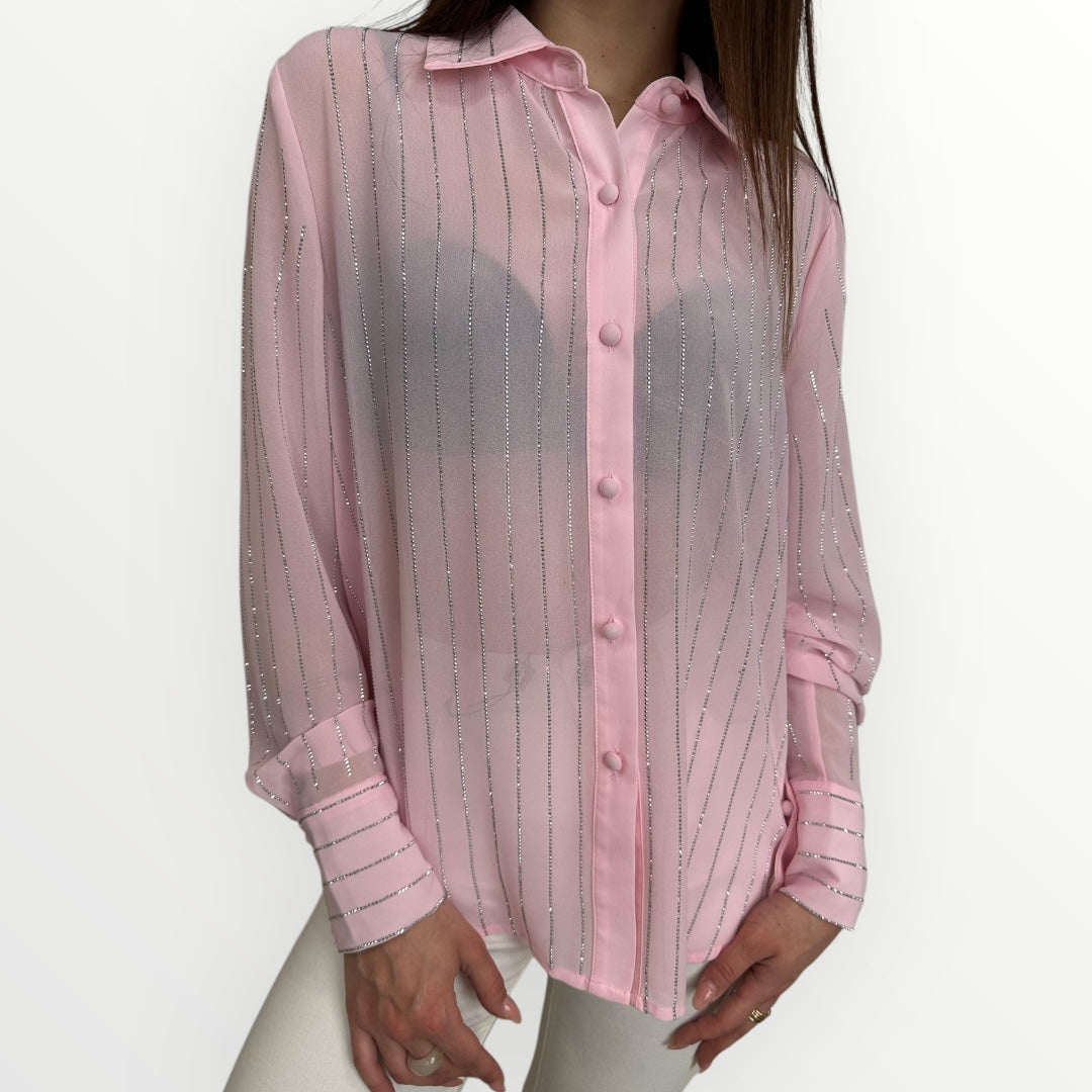 NOSECRETS - CAMICIA GESSATA CON STRASS