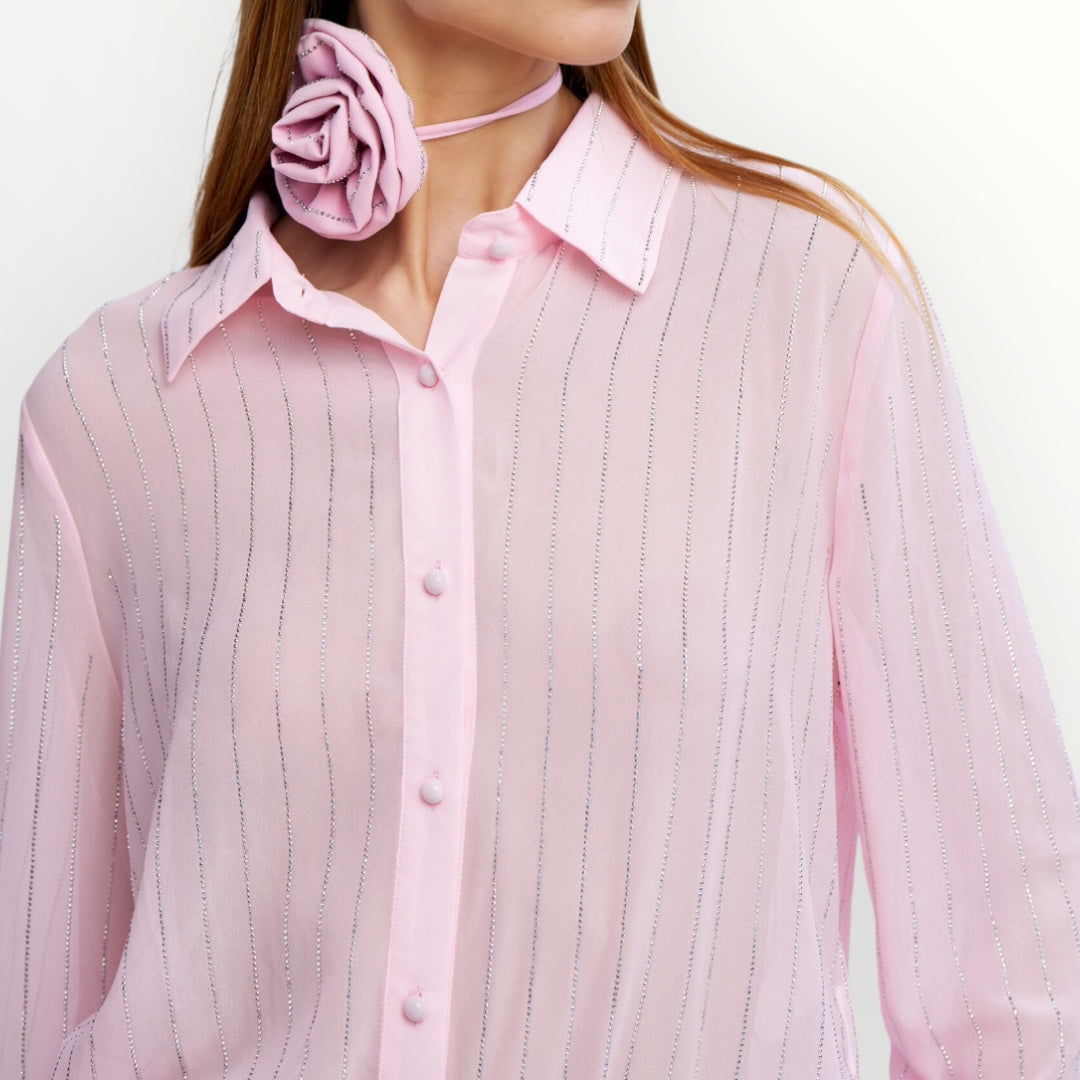 NOSECRETS - CAMICIA GESSATA CON STRASS