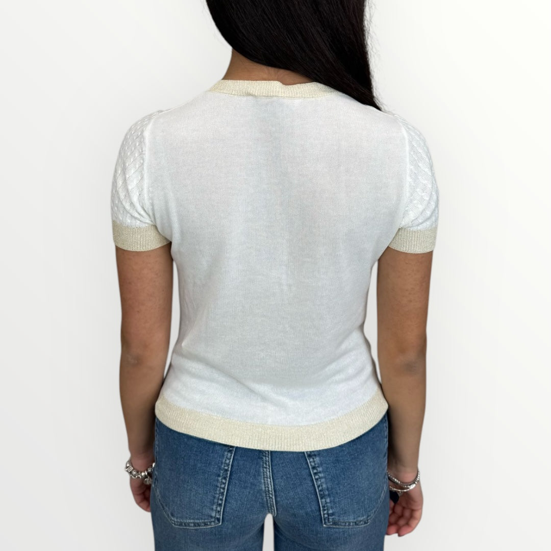 WHITE WISE - MAGLIA A MANICHE CORTE