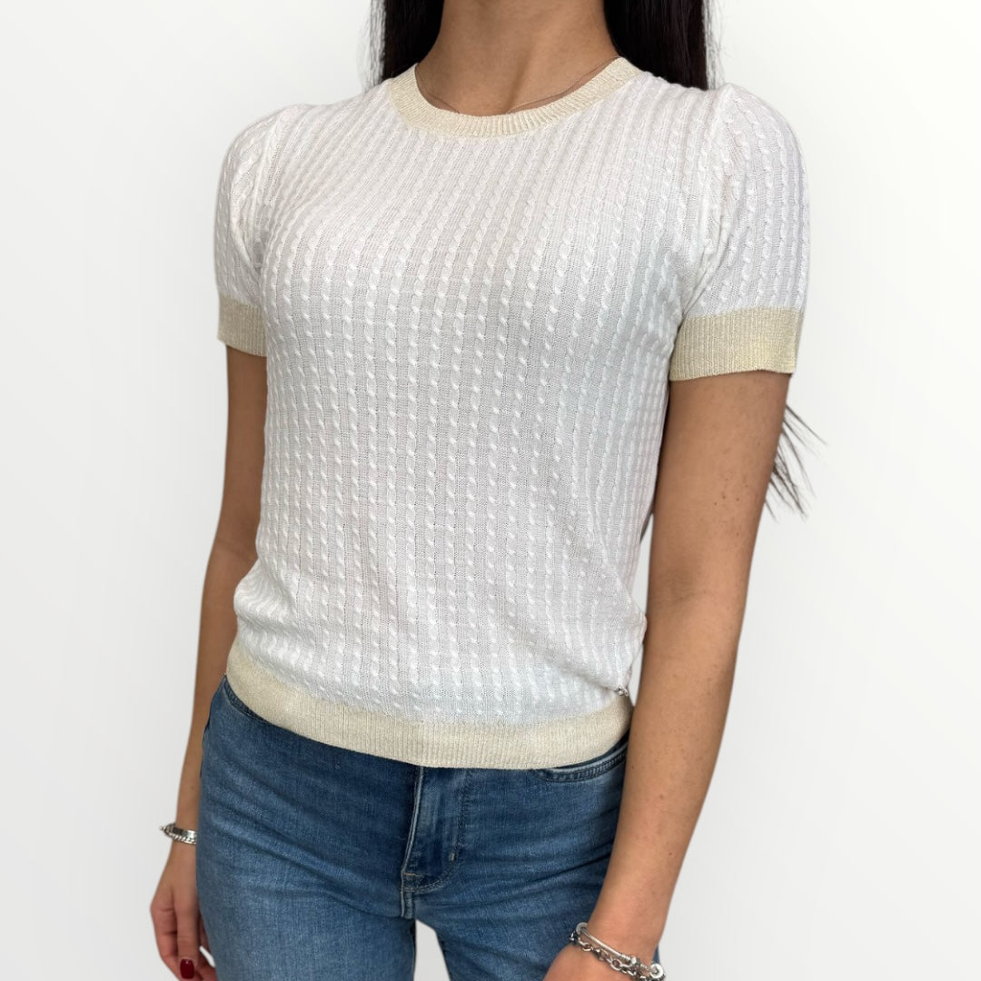WHITE WISE - MAGLIA A MANICHE CORTE