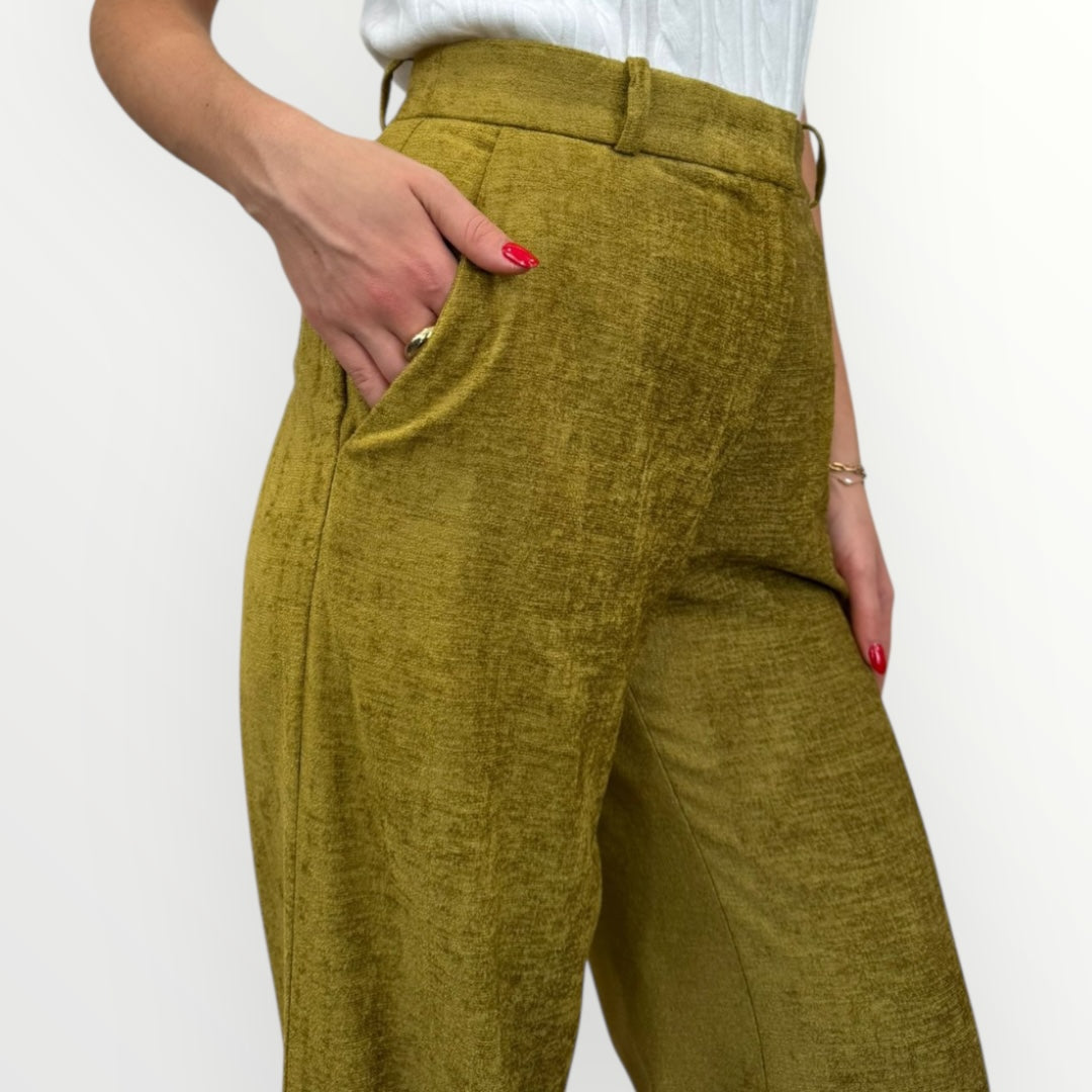 HAVEONE - PANTALONE A PALAZZO IN VELLUTO