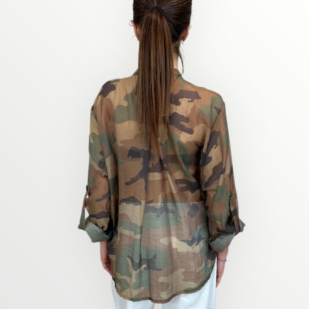 HAVEONE - CAMICIA MORBIDA A FANTASIA MILITARE