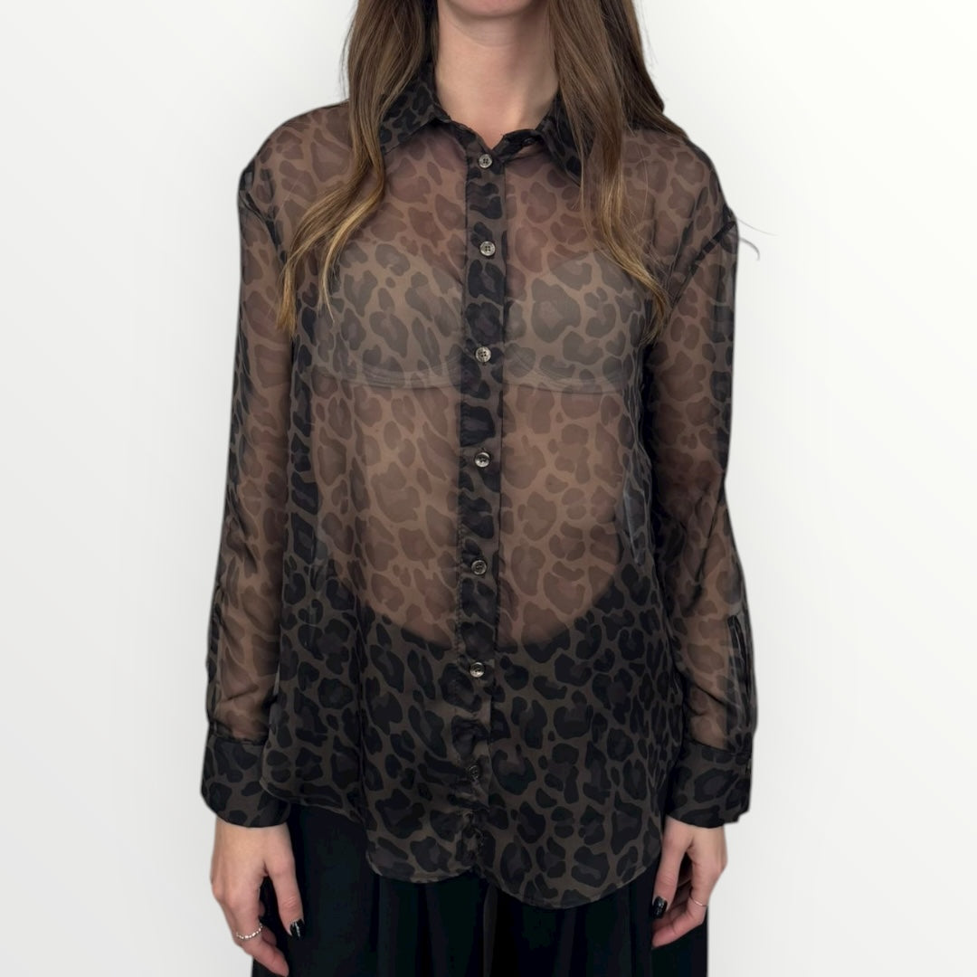 IMPERIAL - CAMICIA TASPARENTE A STAMPA MACULATA