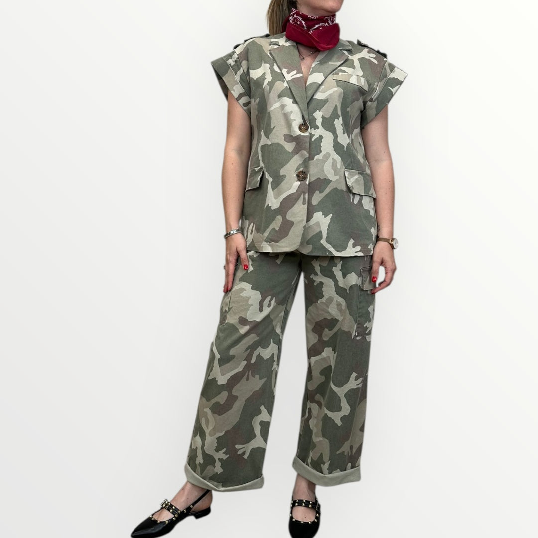 HAVEONE - PANTALONE CARGO CON CINTURA