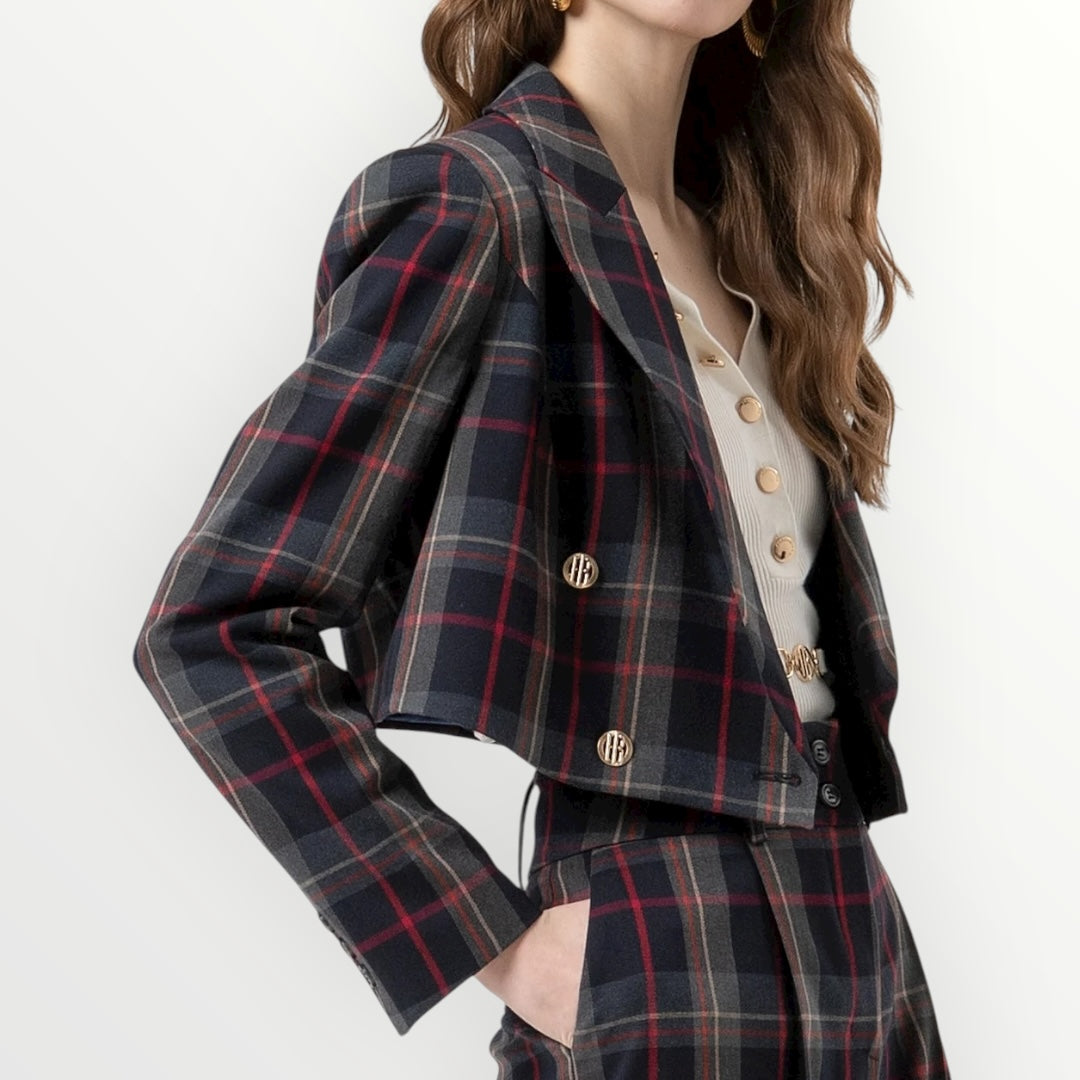 FRACOMINA - GIACCA CROPPED IN FANTASIA TARTAN