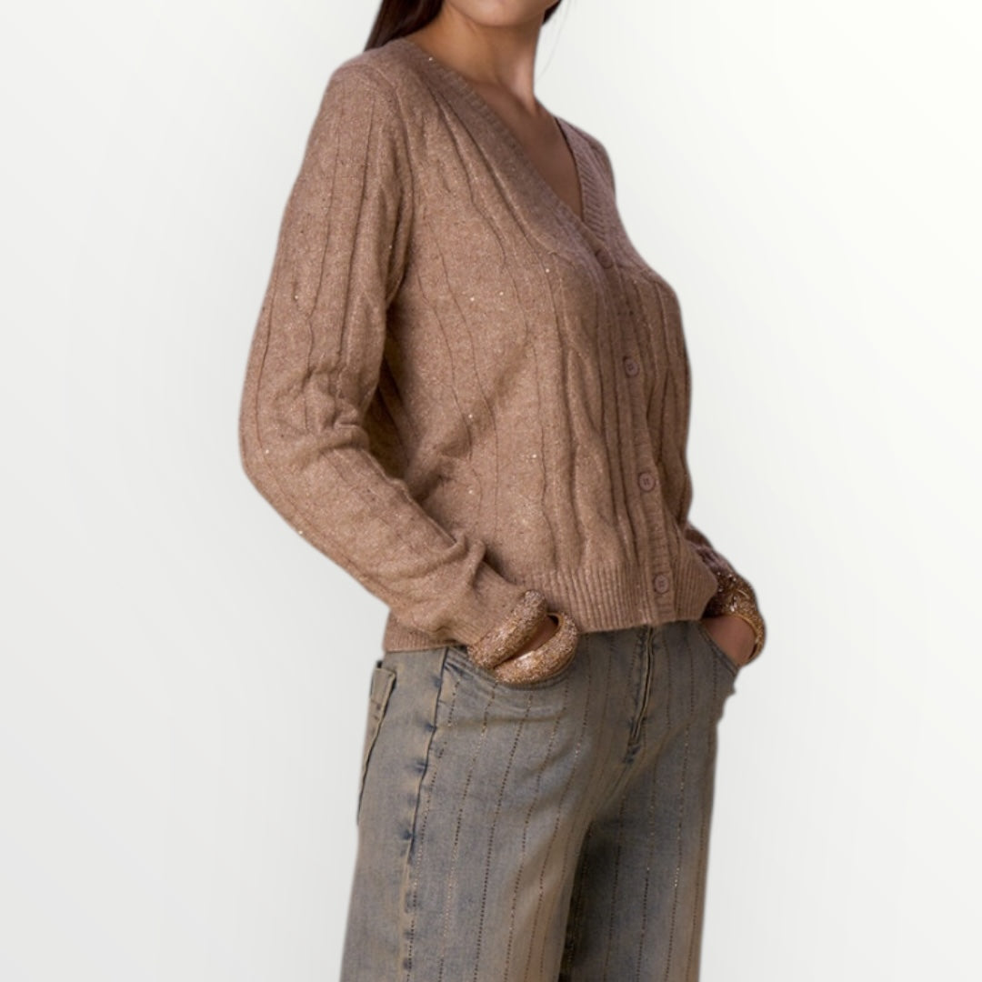 NO SECRETS - CARDIGAN TRECCE LUREX